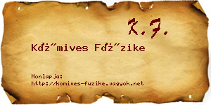 Kőmives Füzike névjegykártya